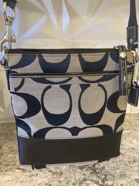 Coach Signature Canvas Crossbody Bag in Black and Gray